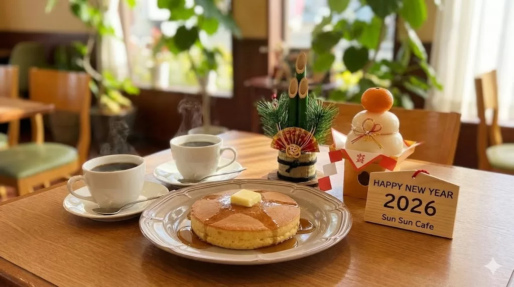 新年のパンケーキとコーヒー